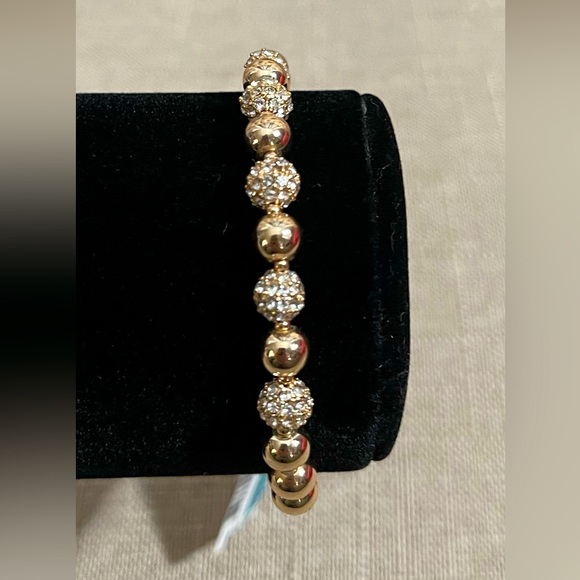 Pavé & Imitation Pearl Slider Bracelet 2 pcs - Picture 4 of 8